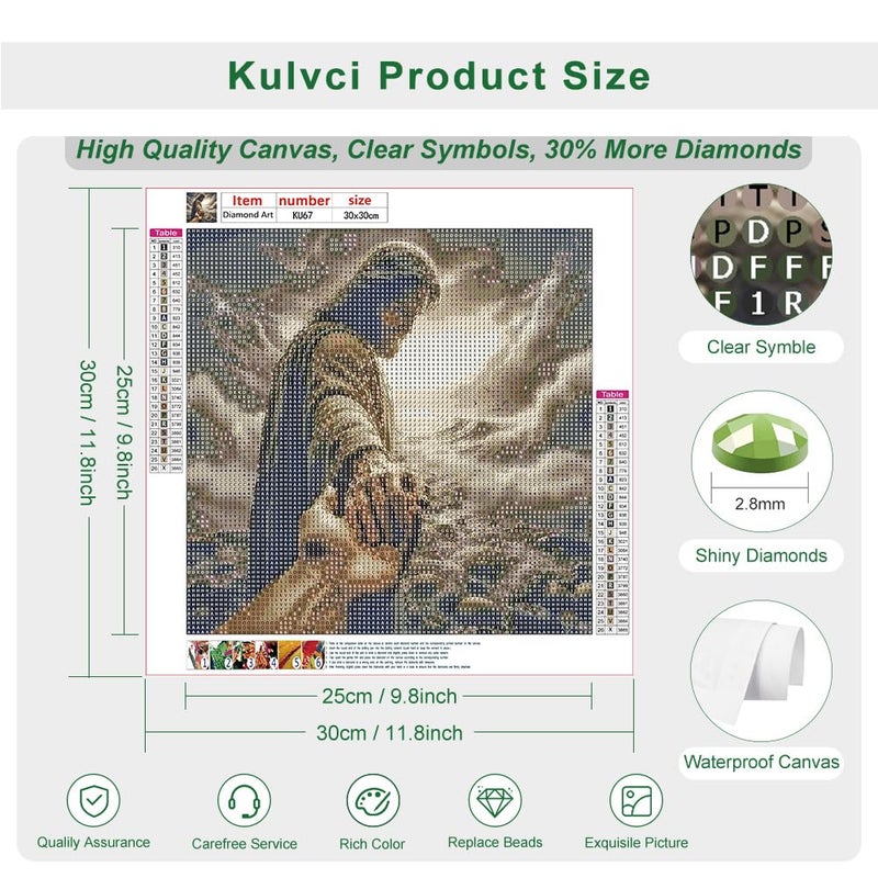 Kulvci Jesus Diamond Painting Kits for Adults, Round Full Drill Diamond Art Kits, 5D DIY Diamonds Crafts for Home Wall Decoration Gifts 12Ã—12inch - Image 4