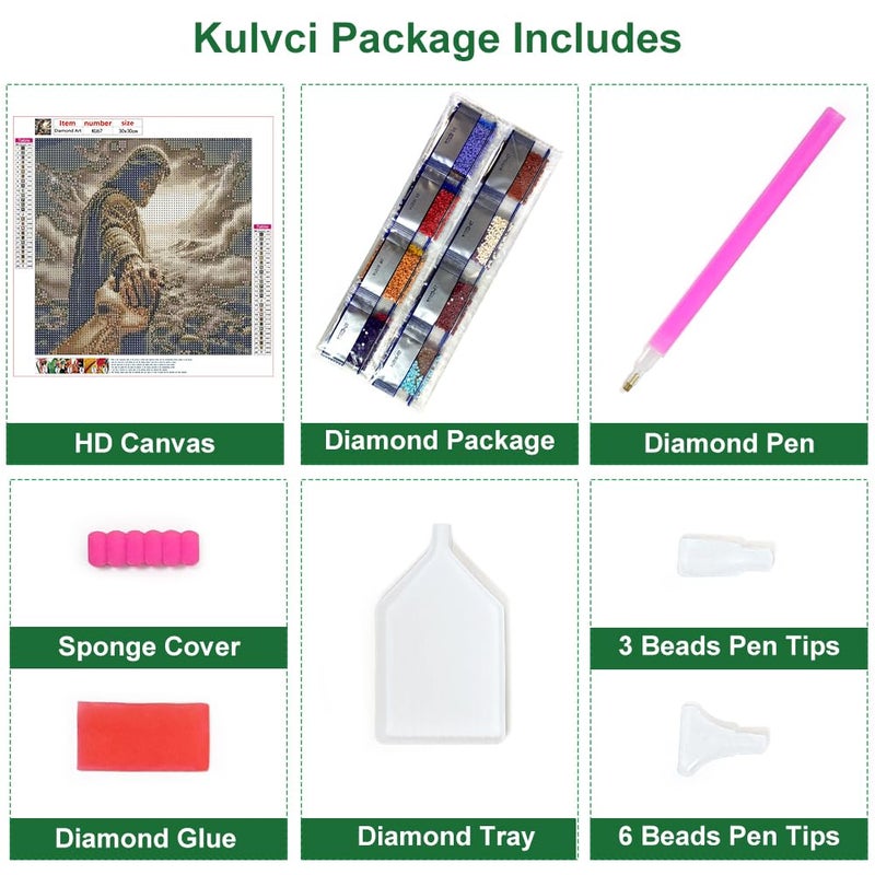Kulvci Jesus Diamond Painting Kits for Adults, Round Full Drill Diamond Art Kits, 5D DIY Diamonds Crafts for Home Wall Decoration Gifts 12Ã—12inch - Image 5