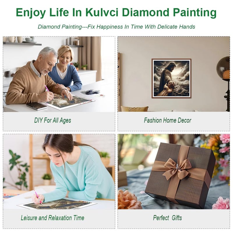 Kulvci Jesus Diamond Painting Kits for Adults, Round Full Drill Diamond Art Kits, 5D DIY Diamonds Crafts for Home Wall Decoration Gifts 12Ã—12inch - Image 3