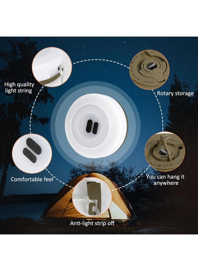 camping light string with colorful lights, durable and waterproof, USB charging, portable camping lighting for backyard and hiking, app control, 7 meters