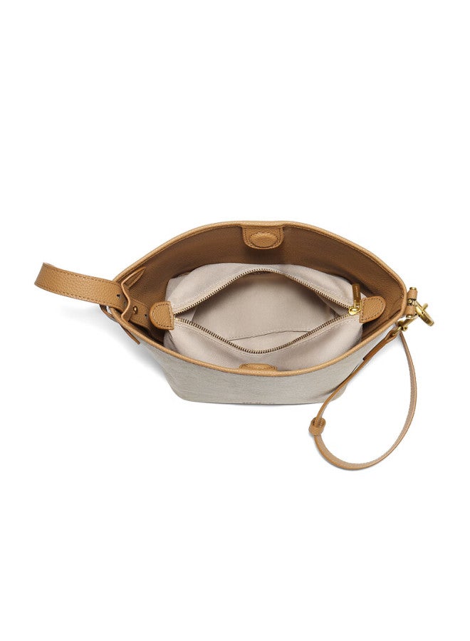 Belle [new Year Gift] Women's Handbag, Fall 2025 New Vintage Seagull Monogram Crossbody Bucket Bag X2022cx5, Apricot Color - Image 5