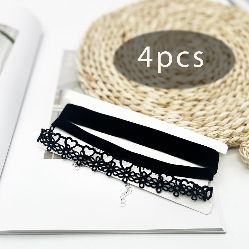 nylry 4pcs Black Choker Necklace for Women Black Velvet Choker Set Black Choker Necklaces Classic Chokers for Women Adjustable Gothic Collar Necklace for Party Cosplay Choker Jewelry-4 - Image 2