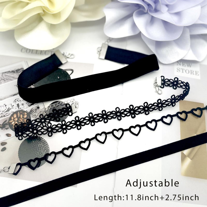 nylry 4pcs Black Choker Necklace for Women Black Velvet Choker Set Black Choker Necklaces Classic Chokers for Women Adjustable Gothic Collar Necklace for Party Cosplay Choker Jewelry-4 - Image 4