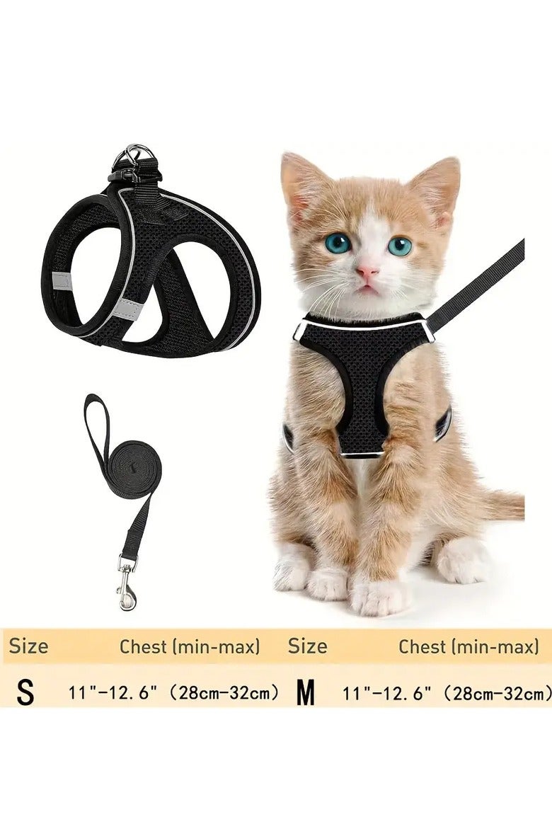 PAMEER Harness and Leash Set For Dogs And Cats, Adjustable Puppy Cat Vest Harness with Soft Mesh, Reflective Soft Mesh Escape-Proof Cat Harness & Leash Set: For Safe Outdoor Walks With Your Kitten, Chest Size: 32 - 36 cm - Image 4