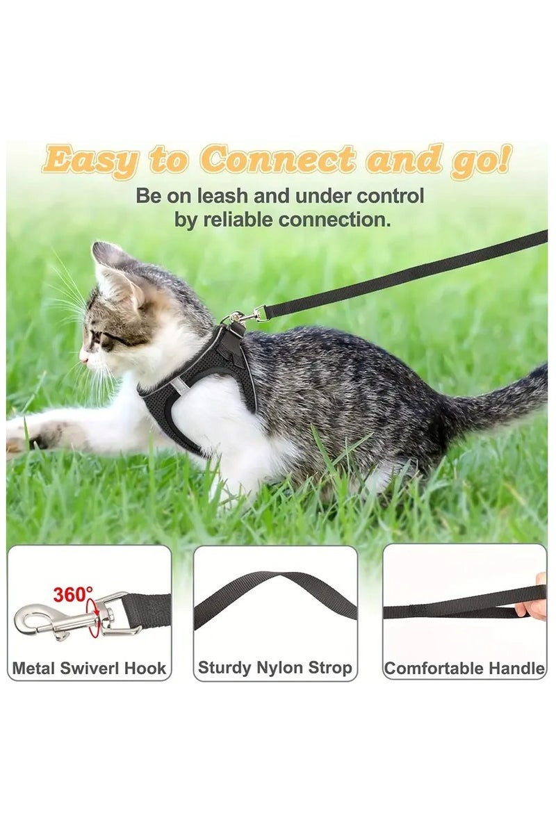 PAMEER Harness and Leash Set For Dogs And Cats, Adjustable Puppy Cat Vest Harness with Soft Mesh, Reflective Soft Mesh Escape-Proof Cat Harness & Leash Set: For Safe Outdoor Walks With Your Kitten, Chest Size: 32 - 36 cm - Image 5