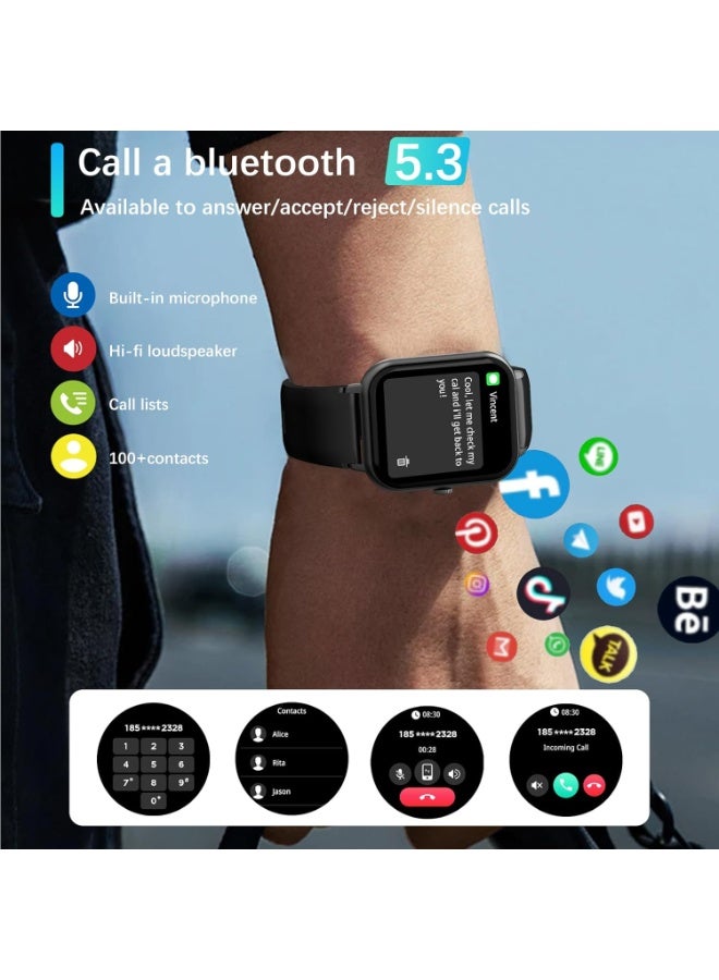PEJE ZW01 Smartwatch - 1.83" Display, Bluetooth Calls, 15-Day Battery, IP68 Waterproof, 123+ Sports Modes, SpO2/HR/Sleep Monitor, Prayer Alerts , Smart watch Compatible Android iOS (Black) - Image 2