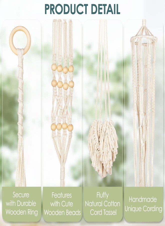 ANROYE Macrame Plant Hanger for Indoor Set of 4, Bohemian Hanging Planter with Tassels for Flower Pot, Boho Decorative Houseplant Rope Holder for Home Decor Bedroom Window Farmhouse - Image 5