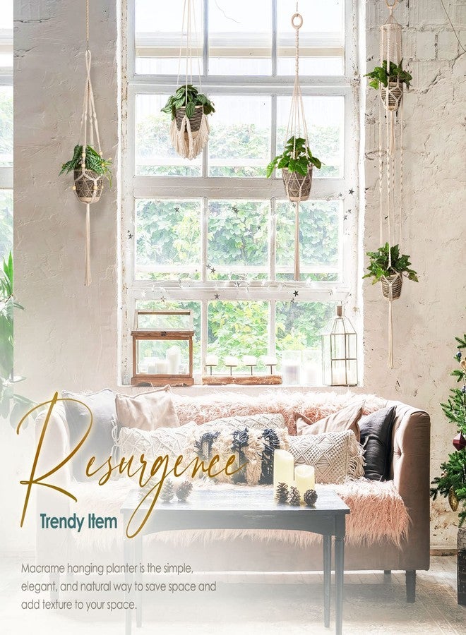 ANROYE Macrame Plant Hanger for Indoor Set of 4, Bohemian Hanging Planter with Tassels for Flower Pot, Boho Decorative Houseplant Rope Holder for Home Decor Bedroom Window Farmhouse - Image 2