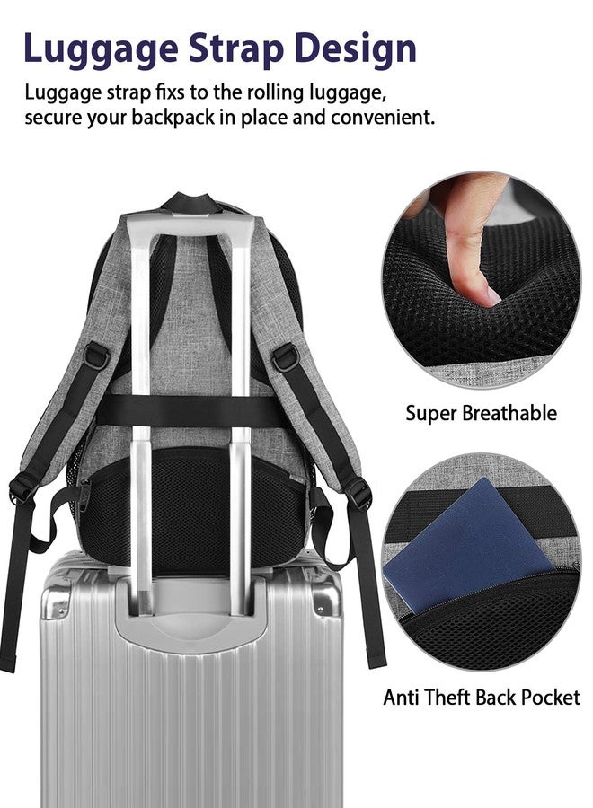 MATEIN 17 Inch Work Backpack for Men Women, Water Resistant Practical Travel Laptop Backpack with Trolley Sleeve, Casual College Daypack Laptop Compartment TSA Friendly, Grey Black - Image 3