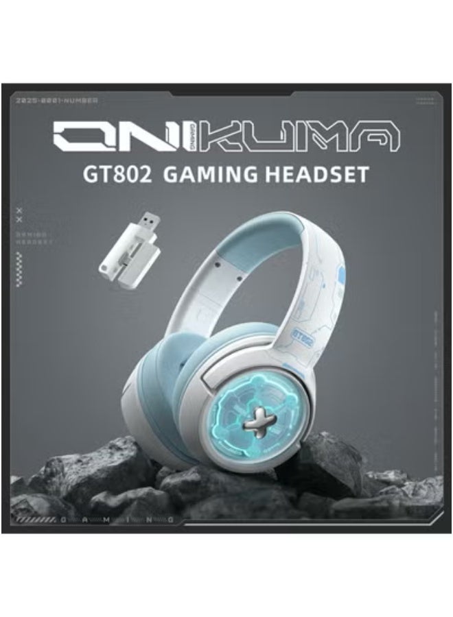 onikuma GT802 Gaming Headset Triple Mode Low Latency RGB Light Wireless Headphone with USB Receiver - Image 3