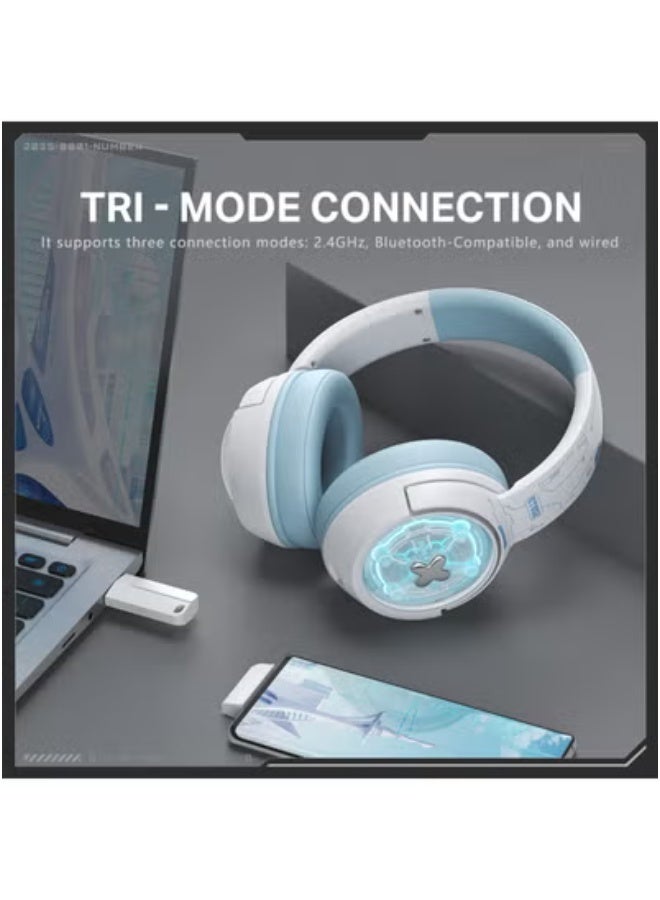 onikuma GT802 Gaming Headset Triple Mode Low Latency RGB Light Wireless Headphone with USB Receiver - Image 4