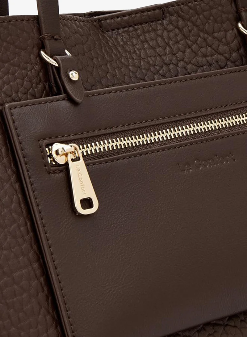 Le Confort BROWN Textured Tote Bag With Pouch for Women | Best Price UAE