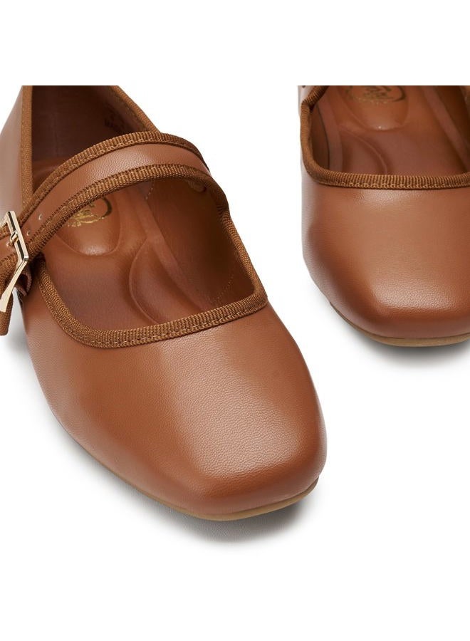 Trary Women's Ballet Flats,Square Toe Velvet Mary Jane Shoes Women,Comfortable Dress Shoes for Women Dressy, Pu Brown, 9 - Image 2