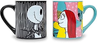 Silver Buffalo Silver Buffalo Disney The Nightmare Before Christmas Jack and Sally "Meant To Be" Ceramic Mugs, Set of 2 | BPA-Free  - Image 1