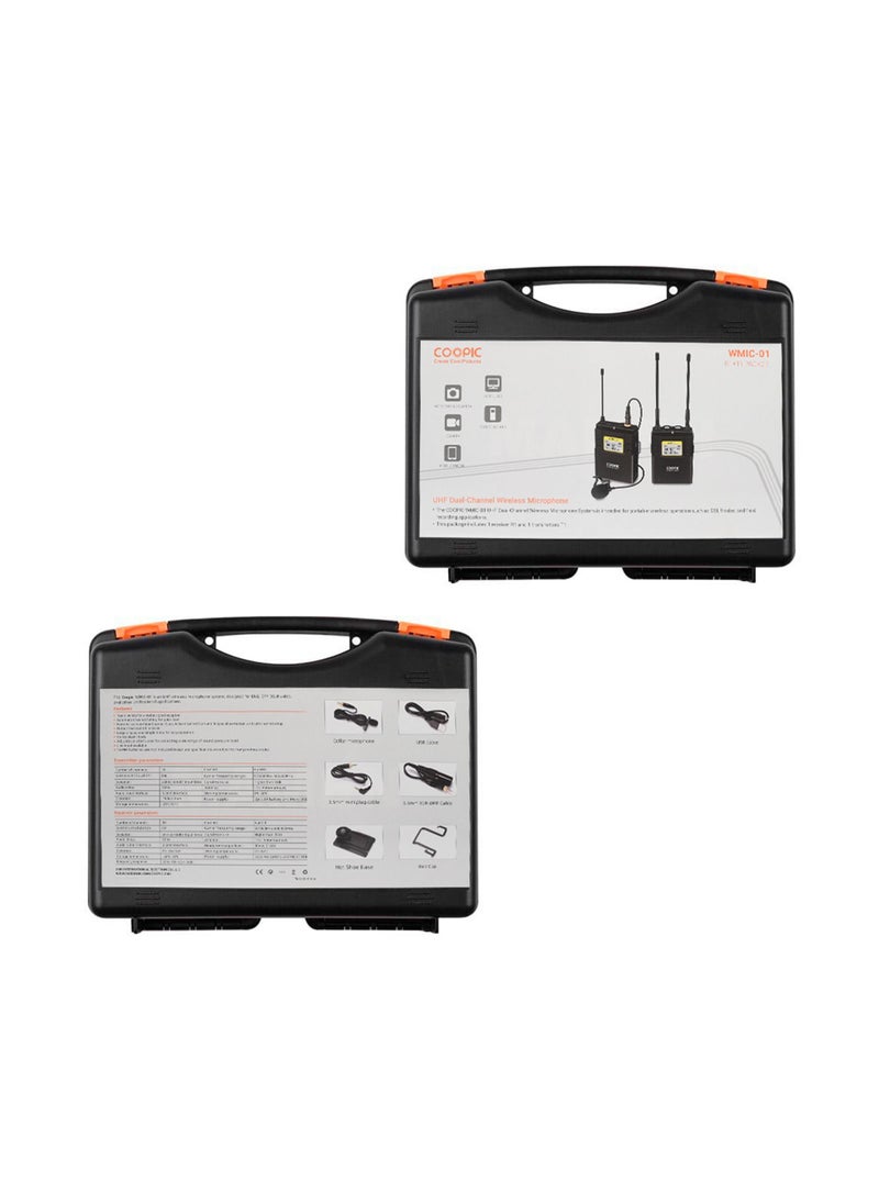 Coopic - UHF Dual-Channel Wireless Microphone R1 Receiver and T1 Transmitters - Image 1