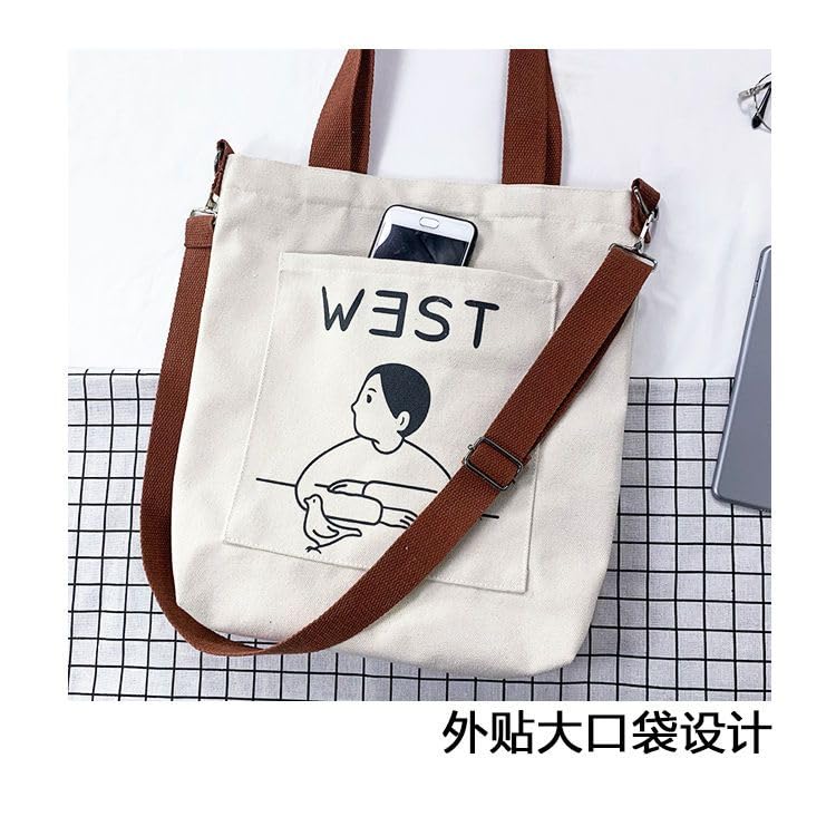 Glowic Totebag for women | 12 L printed totebag with adjustable belt | creamebag office, shopping and daily use | 1 Big and 1 small pocket inside (WBAG-116) - Image 5