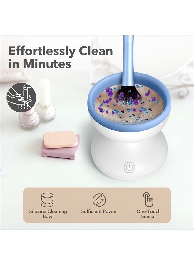 Alyfini Electric Makeup Brush Cleaner Machine - Alyfini Portable Automatic USB Cosmetic Brushes Cleaner for All Size Beauty Makeup Brush Set, Liquid Foundation, Contour, Eyeshadow, Blush Brush (WhiteBlue) - Image 3
