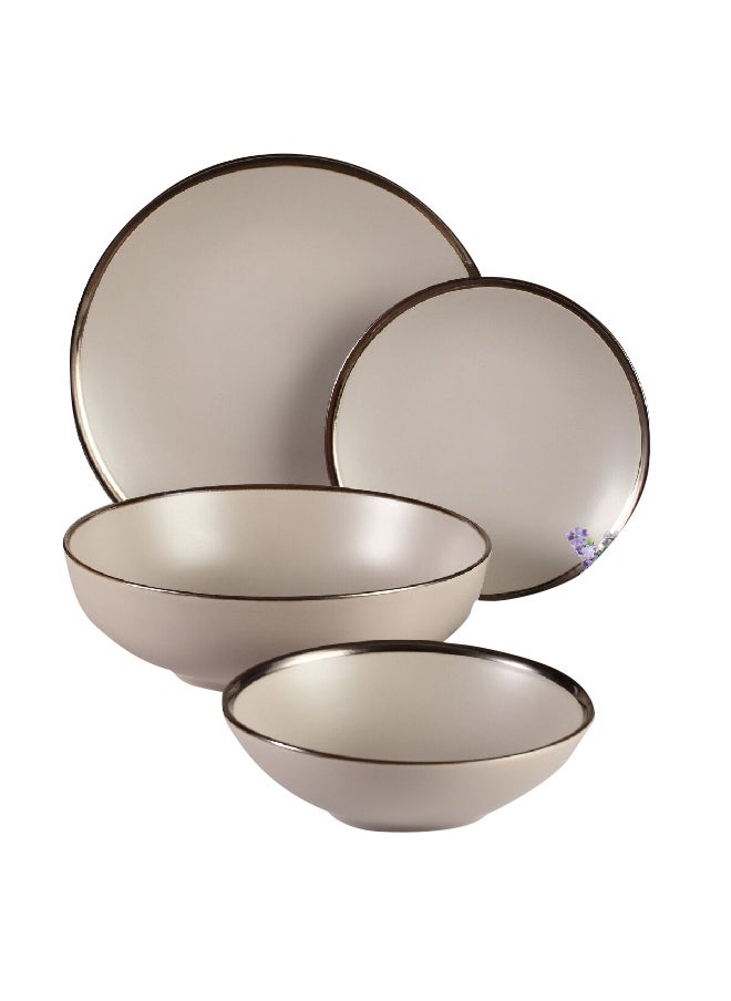 Bien Servi 19-Piece Dine in Style Porcelain Dinner Set Silver ST81-S19-BG 