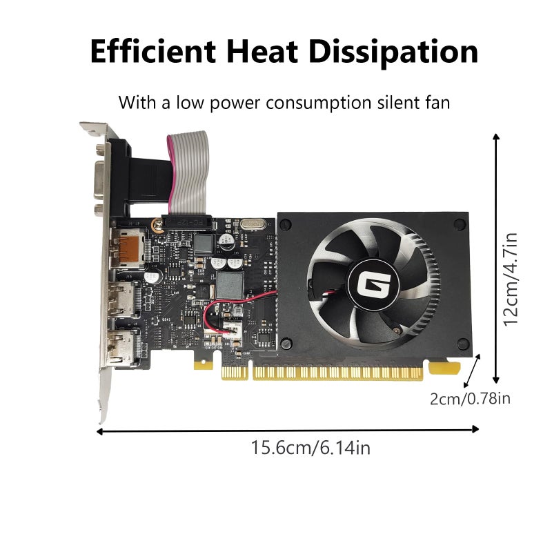 Glorto GeForce GT 730 4G Low Profile Graphics Card, 2X HDMI, DP, VGA, DDR3, PCI Express 2.0 x8, Entry Level GPU for PC, SFF and HTPC, Compatible with Windows 11 - Image 3