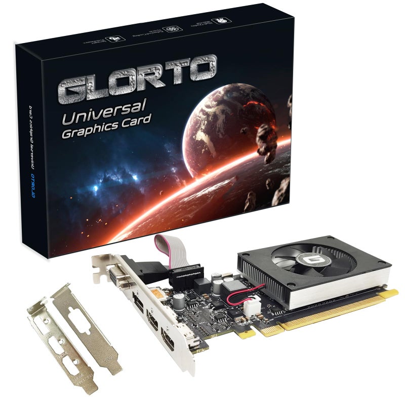 Glorto GeForce GT 730 4G Low Profile Graphics Card, 2X HDMI, DP, VGA, DDR3, PCI Express 2.0 x8, Entry Level GPU for PC, SFF and HTPC, Compatible with Windows 11 - Image 1