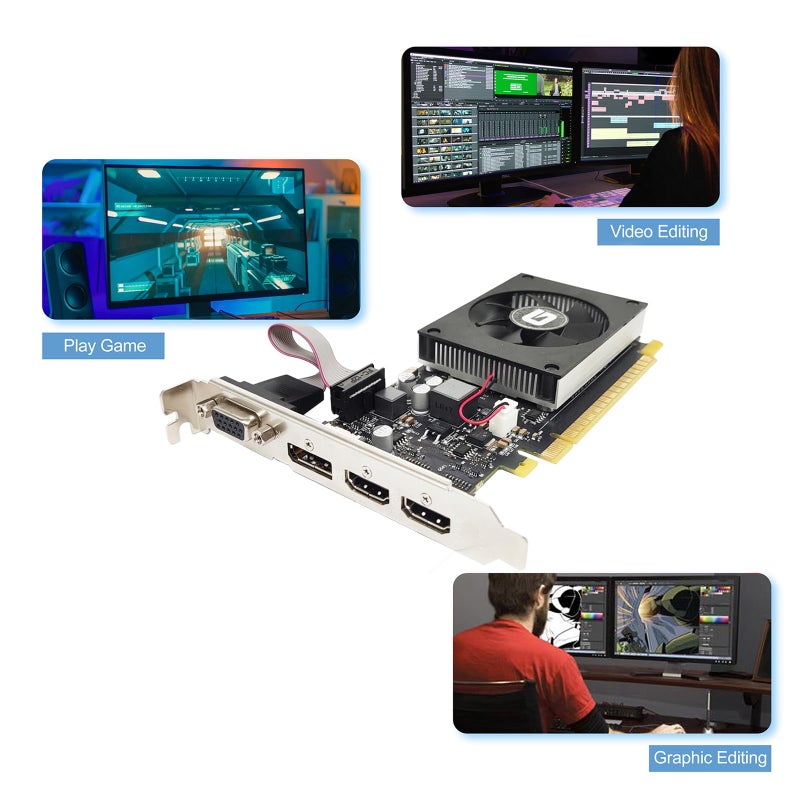 Glorto GeForce GT 730 4G Low Profile Graphics Card, 2X HDMI, DP, VGA, DDR3, PCI Express 2.0 x8, Entry Level GPU for PC, SFF and HTPC, Compatible with Windows 11 - Image 5