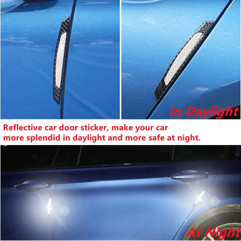 MIZZEO Reflective Car Door Edge Guard Stickers (Pack of 4, Carbon Black & White) Carbon Fiber Auto Car Door Edge Sticker Compatible with Maruti Suzuki S-Cross - Image 5