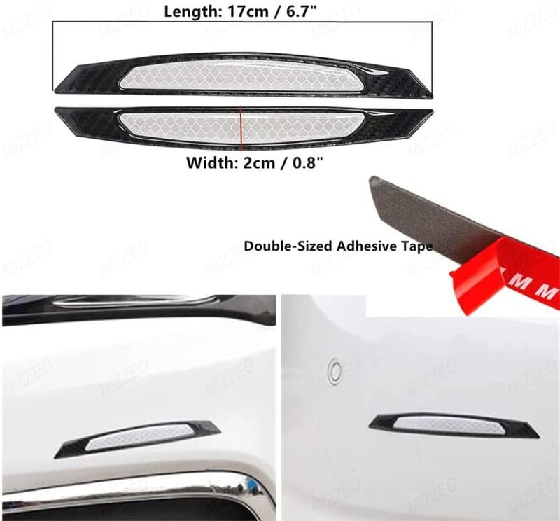 MIZZEO Reflective Car Door Edge Guard Stickers (Pack of 4, Carbon Black & White) Carbon Fiber Auto Car Door Edge Sticker Compatible with Maruti Suzuki S-Cross - Image 3