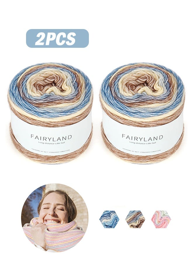 Sweet Life Yarn for Crocheting Knitting-Gradient Yarn Cake -2 Pack of 100g/3.52 oz-60% Cotton 30% Acrylic 10% Wool-Perfect for Scarves, Shawls, Blankets and Garments That Stand Out with Style - Image 1