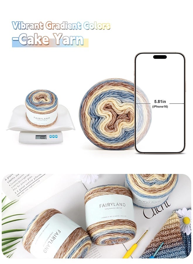 Sweet Life Yarn for Crocheting Knitting-Gradient Yarn Cake -2 Pack of 100g/3.52 oz-60% Cotton 30% Acrylic 10% Wool-Perfect for Scarves, Shawls, Blankets and Garments That Stand Out with Style - Image 3
