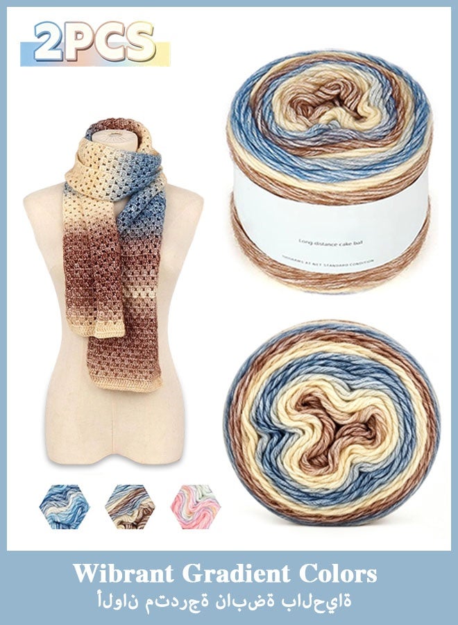 Sweet Life Yarn for Crocheting Knitting-Gradient Yarn Cake -2 Pack of 100g/3.52 oz-60% Cotton 30% Acrylic 10% Wool-Perfect for Scarves, Shawls, Blankets and Garments That Stand Out with Style - Image 1