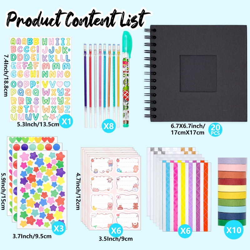 Tugle Kid Scrapbook Photo Album Hard Cover DIY Photo Album for Kids Instant Camera Print Paper with DIY Accessories (Black) - Image 5