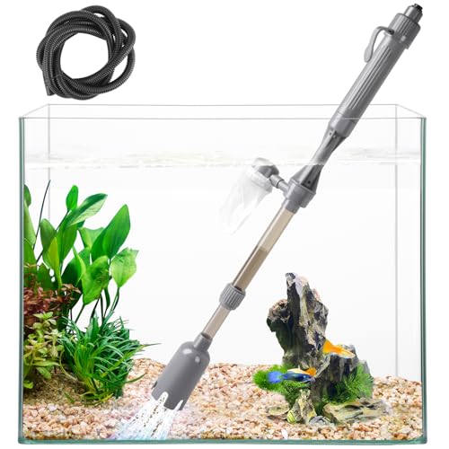 VILLNO Aquarium Vacuum Gravel Cleaner Battery Fish Tank Water Changer Removable Vacuum Sand Washer for Fish Tank Cleaning Water Changing Sand Washing Adjustable Telescopic Pole - Image 1