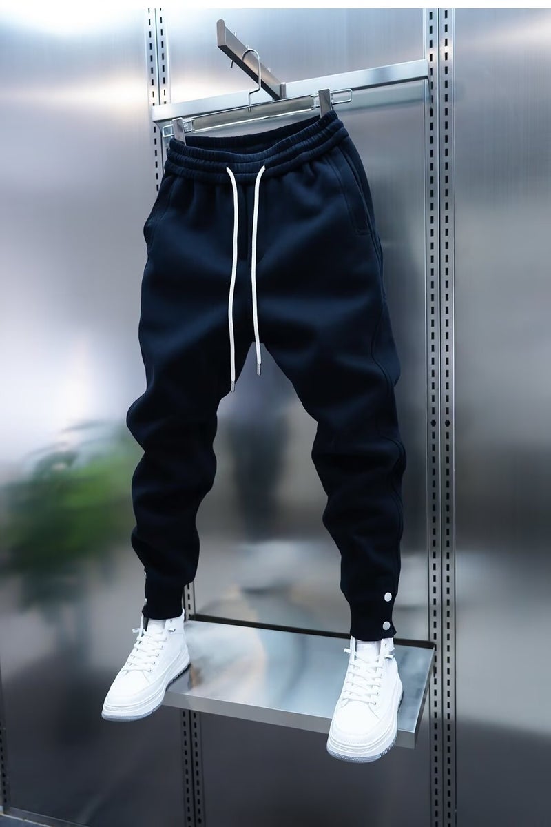 Generic 2024 Mens New Autumn and Winter Fashionable All-match Leg-toe Casual Pants Solid Color Elastic Waist Leg Sports Guard Apricot - Image 2