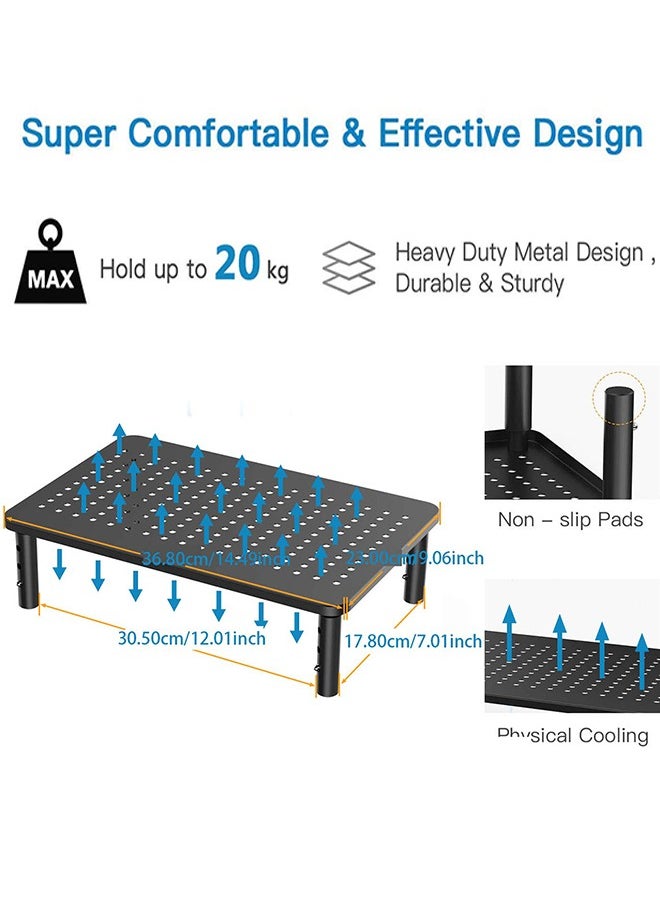 Garlo Adjustable Non-Skid Rubber Premium Laptop PC Monitor Stand with Sturdy Stable Metal Construction Riser Height (Black)  - Image 4