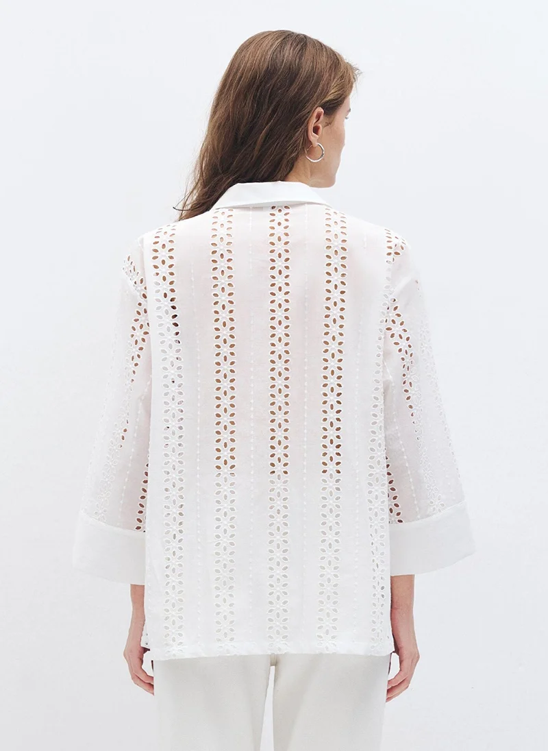MAVI Lattice Emroidered White Shirt