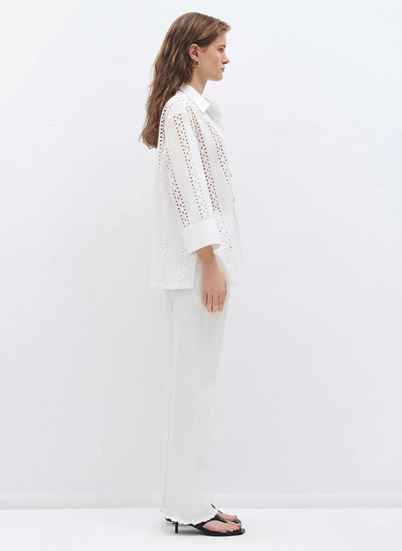 MAVI Lattice Emroidered White Shirt