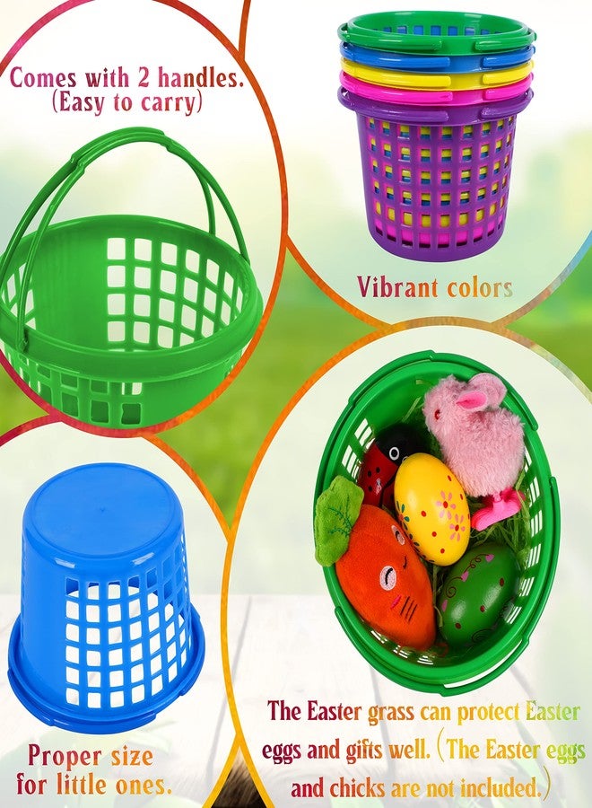 80UncleKimby 18PCS Easter Baskets Small for Kids Bulk with Handles Plus 70g Easter Grass Stuffers Fillers Egg Hunt Game Gifts Party Favors 6.5" x 6.7" - Image 4