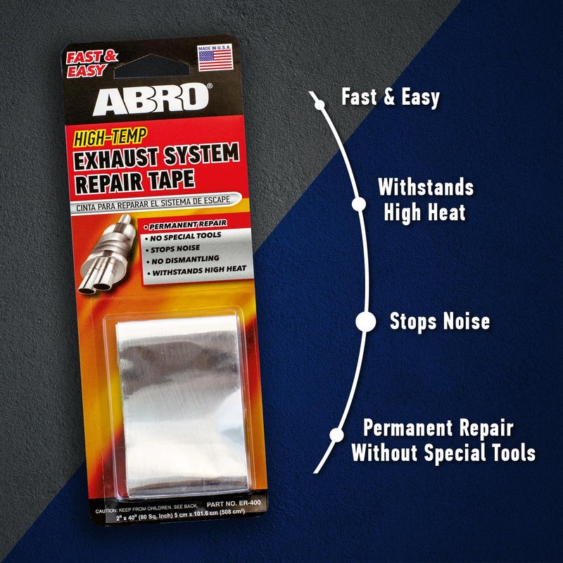 Abro Exhaust Tape: Muffler Repair Kit, High Temp Aluminum Bonding Agent Exhaust Leak Tape, Fast, Economical, Permanent Solution to Stop Noise and Seal Out Dangerous Fumes, No Special Tools Required - Image 3