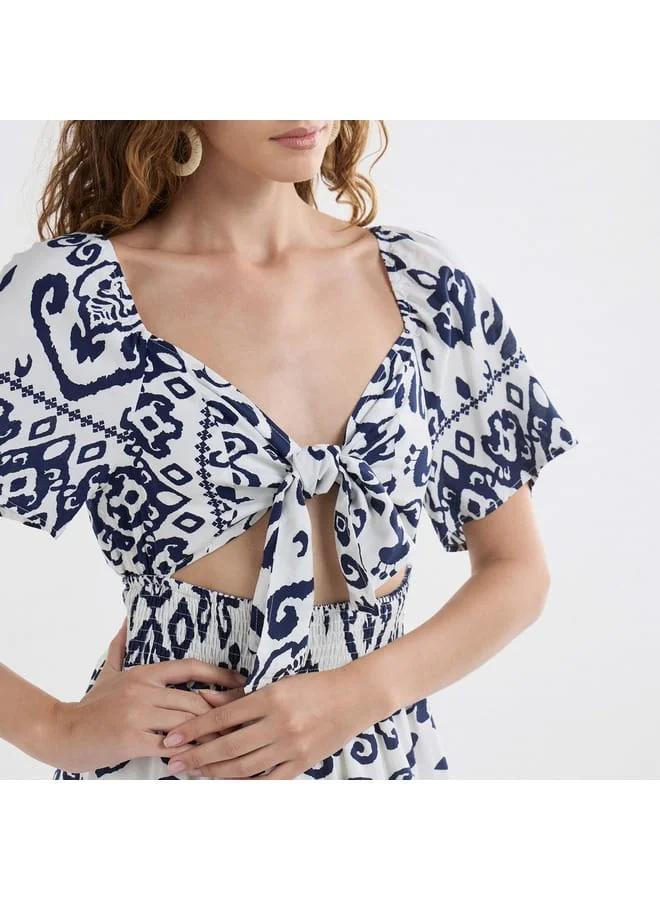 Splash FAV Printed Cutout Midi Dress