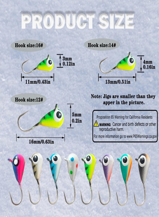 FISHCORNER Fish Corner 8pcs Tungsten Ice Fishing Jigs Set Sensitive Tear Drop Ice Fishing Jig Head Glow in Dark Ice Fishing Lures for Panfish Crappie Bluegill Walleye 3mm - Image 3
