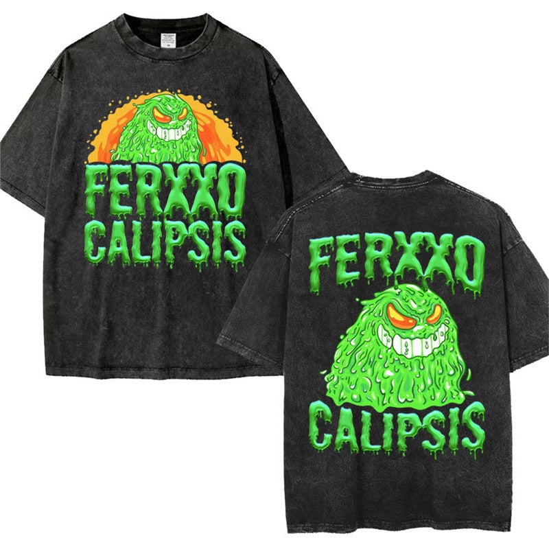 Feid Ferxxo World Tour 2024 Retro Washed T Shirt Men Women 9 - Image 1