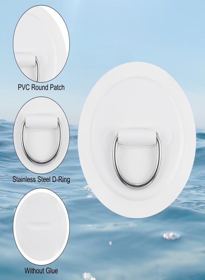 PATIKIL D-Ring Patch, 6 Pcs Stainless Steel D-Ring PVC Patch Pad No Glue Include with Elastic Cords and Hooks for Inflatable Boat Paddle Board Canoe Surfboard, White - Image 4