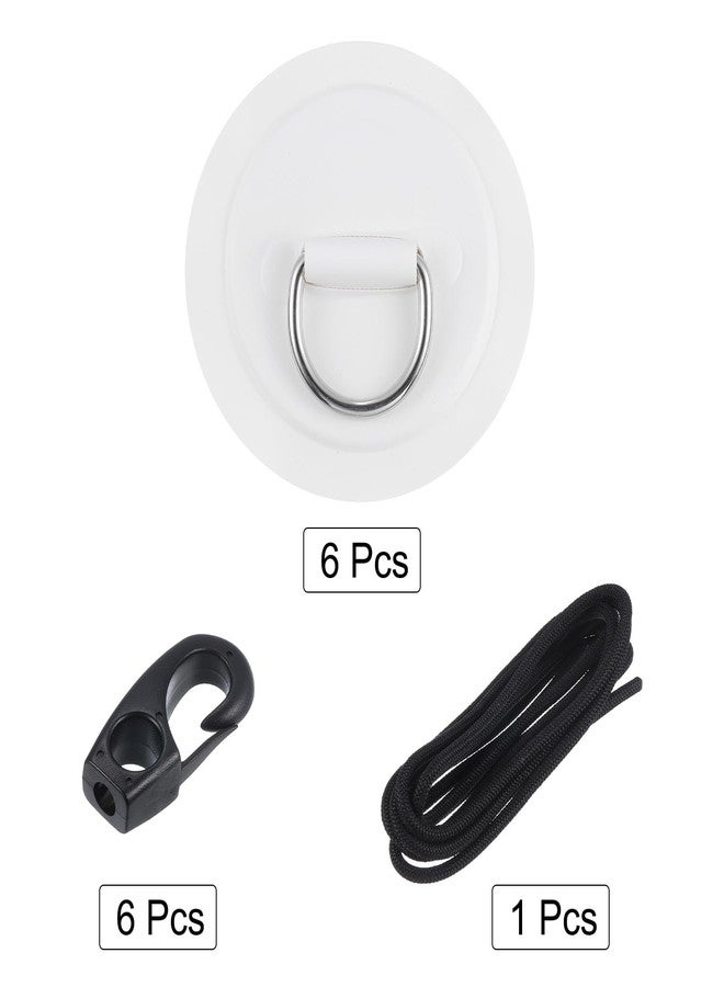 PATIKIL D-Ring Patch, 6 Pcs Stainless Steel D-Ring PVC Patch Pad No Glue Include with Elastic Cords and Hooks for Inflatable Boat Paddle Board Canoe Surfboard, White - Image 3