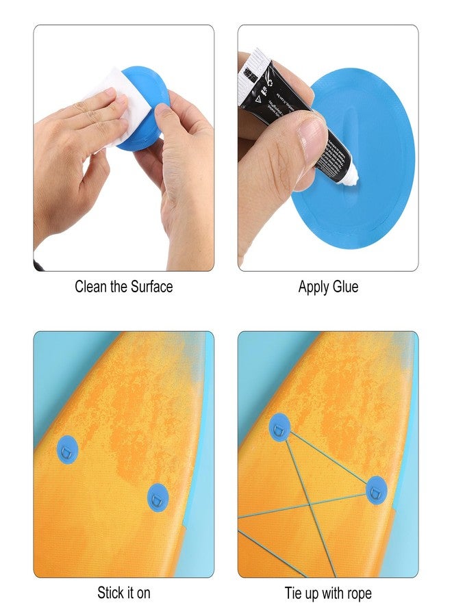 PATIKIL D-Ring Patch, 6 Pcs Stainless Steel D-Ring PVC Patch Pad No Glue Include with Elastic Cords and Hooks for Inflatable Boat Paddle Board Canoe Surfboard, White - Image 5