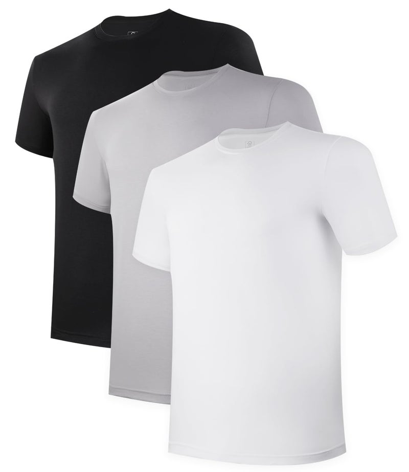 BAMBOO COOL Mens Undershirts Pack Soft T Shirts for Men Moisture Wicking Tees Stretchy Breathable Crew Neck Inner Shirt - Image 2