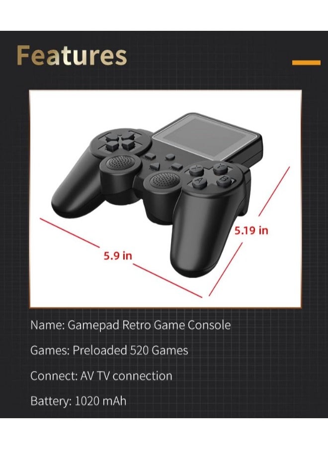 ShebSheb - 520-in-1 Retro Handheld Game Console,Portable Handheld Gaming Console,Classic Video Games with AV TV Out for Kids - Image 1