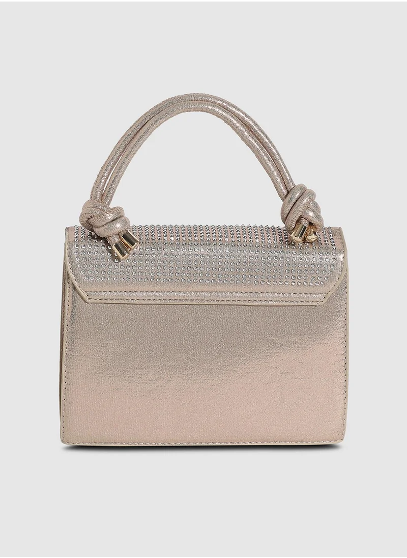 Haute Sauce Studded Rope Handbag - Beige
