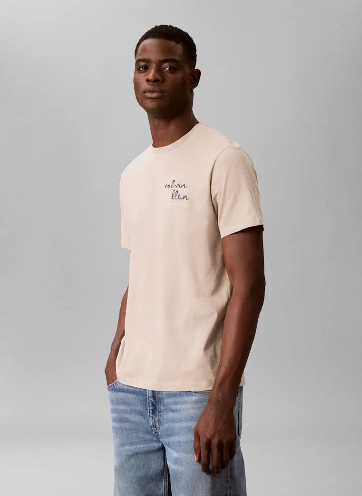 Calvin Klein Jeans Plaza Taupe Graphic Logo T-Shirt for Men | Best Price UAE