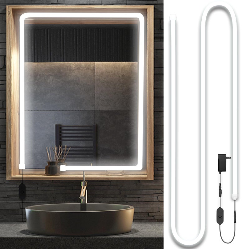Blikshin LED Vanity Mirror Lights, Hollywood Style Makeup Lighting, 10FT/6000K/Dimmable/12V Adapter/Self-Adhesive Strip Lights for Mirror, Lighting for Makeup Vanity Table & Bathroom Mirror - Image 1