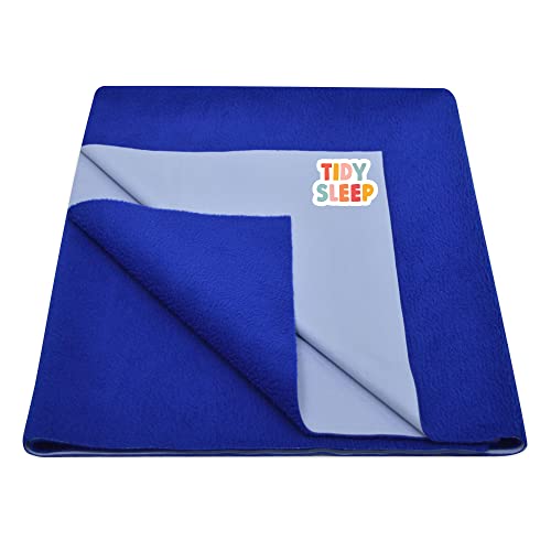 Tidy Sleep Instadry Anti-Piling Fleece Extra Absorbent Quick Dry Sheet for New Born Babies, Cotton Bed Protector Mattress Pack of 1 Royal Blue Large (140x100) cm - Image 1